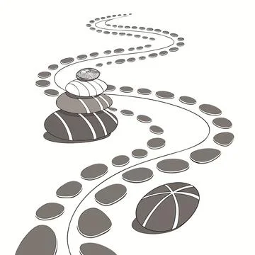 3D Abstract Pebble Stones Composition Soft Shadow Stock Illustration