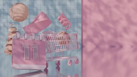 3D Abstract Pink Calendar for DAY 11 with Shopping Cart Stock Illustration