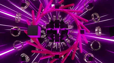 3D Abstract pink light beam zooming with geometric shape motion background Stock Footage 64007015