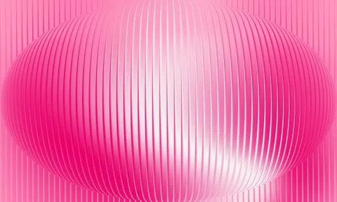 3D Abstract Pink Sphere with Vertical Ribbed Texture and Gradient Lighting .. Иллюстрация