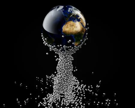 3D abstract planets in a black background Stock Illustration