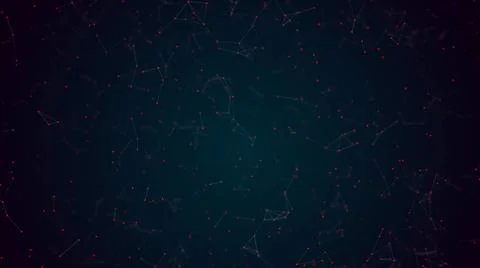 3D Abstract plexus red dot flying wireframe network and on blue space back... Foto stock