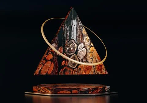 3D abstract podium with triangle shape and marble pattern Illustrazione stock