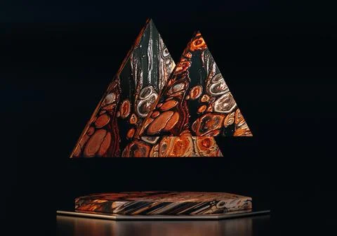 3D abstract podium with triangle shape and marble pattern Illustrazione stock