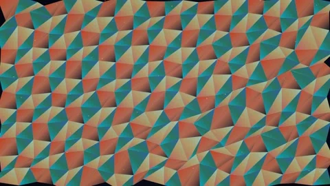 3D Abstract Polygonal Mesh Wave Loop - Vibrant Teal &amp; Orange Geometric Backdrop Stock Footage 341461610