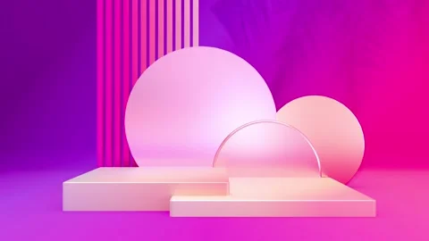 3D abstract presentation product mockup podium pedestal display. Leaves sha.. Stock Footage 317645272