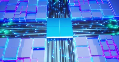 3D abstract processor on motherboard	 Stock-Footage 320363677