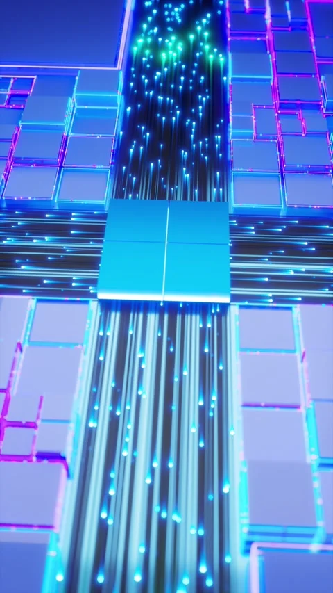 3D abstract processor on motherboard	 Stock Footage 320363782
