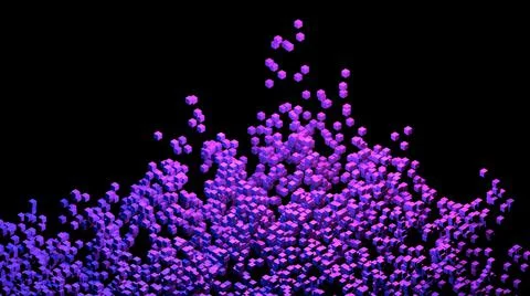 3D Abstract purple background. Random purple blocks on an empty black background 스톡 일러스트