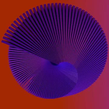 3D Abstract Purple spiral Object, with red background,3D Render, 3D Illustration Stock Illustration