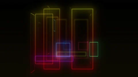 3D Abstract rectangular and square neon led light rotated box for background. Stock Footage 165254116