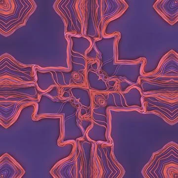 3D abstract red wires geometric cross dark background Illustrazione stock