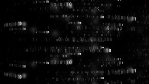 3d abstract render binary background. Zero and one code digits lines. Rendere Stock Illustration