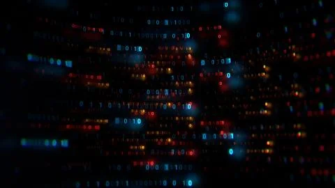 3d abstract render binary background. Zero and one code digits lines. Rendere Stock Illustration