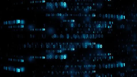 3d abstract render binary background. Zero and one code digits lines. Rendere Stock Illustration