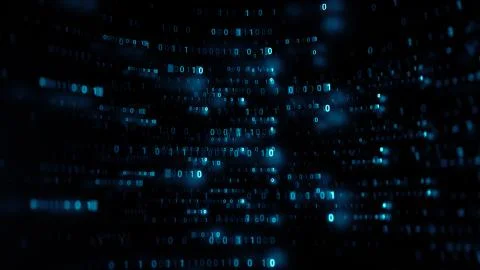 3d abstract render binary background. Zero and one code digits lines. Rendere Stock Illustration