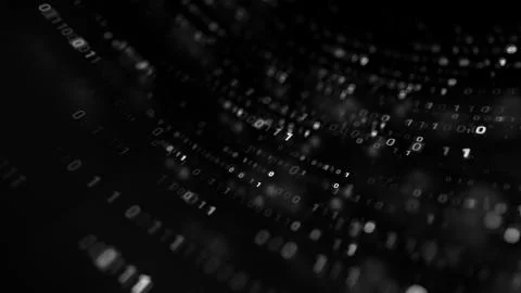 3d abstract render binary background. Zero and one code digits lines. Rendere Stock Illustration