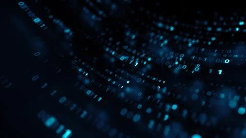 3d abstract render binary background. Zero and one code digits lines. Rendere イラスト素材