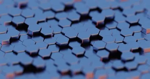 3D Abstract Render of Blue and Purple Hexagonal Pattern - Futuristic Geometri Illustrazione stock