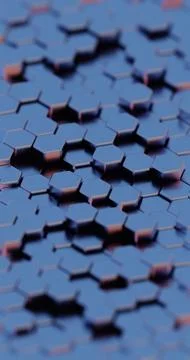 3D Abstract Render of Blue and Purple Hexagonal Pattern - Futuristic Geometri Stock Illustration
