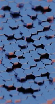 3D Abstract Render of Blue and Purple Hexagonal Pattern - Futuristic Geometri Illustrazione stock