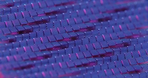 3D Abstract Render of Blue and Red Cubes with Dot Pattern - Futuristic Geomet Stock Illustration