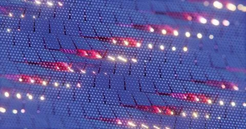 3D Abstract Render of Blue and Red Cubes with Dot Pattern - Futuristic Geomet Stock Illustration