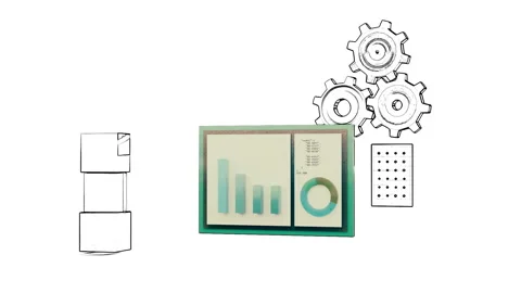 3D Abstract Render with charts diagrams, graphs and place for text. Tools Stock Footage 166180796