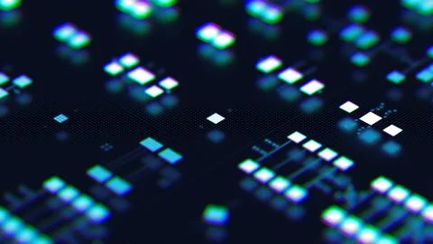 3d abstract render with detailed elements. Technology and data processing the イラスト素材