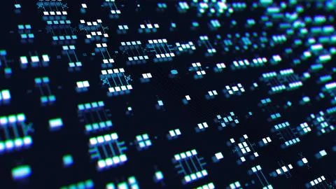 3d abstract render with detailed elements. Technology and data processing the Stock Illustration