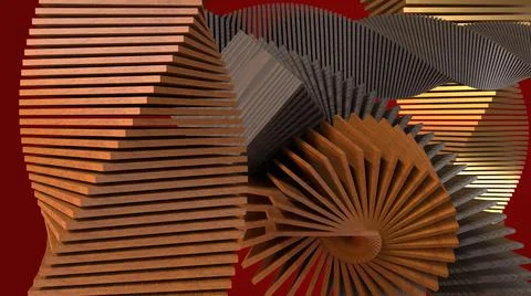 3D Abstract Render, modern background design, with spiral square Stock Illustration