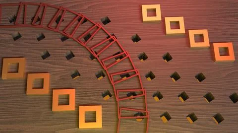 3D Abstract Render, Modern Background Design,  with wooden background Stock Illustration