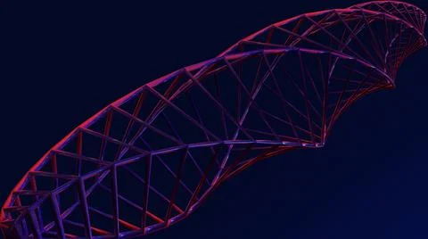 3D Abstract Render, Modern Background Design, metallic spiral line object  Stock Illustration