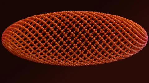 3D Abstract Render,  red metallic ball spiral pattern, with dark red background Stock Illustration