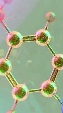 3D abstract render of serotonin molecule zoomed at atomic level inside tran.. Stock Illustration