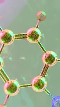 3D abstract render of serotonin molecule zoomed at atomic level inside tran.. Stock Illustration