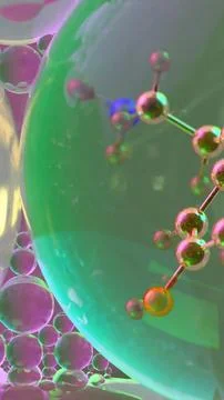 3D abstract render of serotonin molecule zoomed at atomic level inside tran.. Illustrazione stock