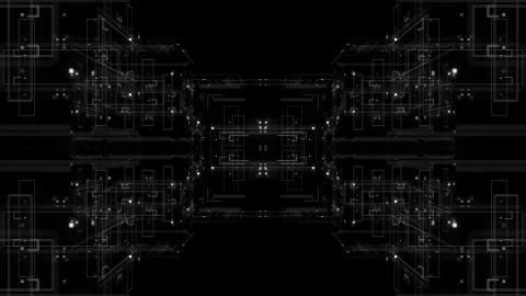 3d abstract rendered background. Technology theme. Complex details. Lines, sq Stock Illustration