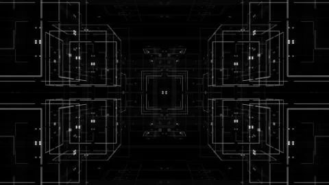 3d abstract rendered background. Technology theme. Complex details. Lines, sq Stock Illustration