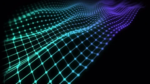 3d abstract rendering of color dots wave mesh on black. Stock Footage 78557556