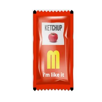 3D Abstract Restaurant Ketchup Fast Food Sachet 库存插图