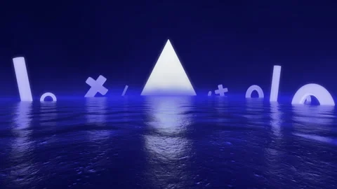 3d Abstract Sci Fi landscape with blue neon glowing geometric figures. Blue smok Stock Footage 115040340