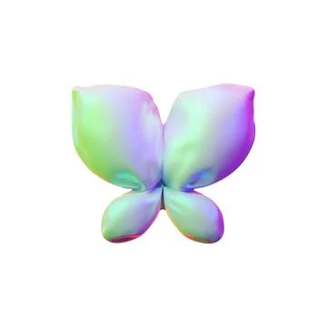 3d abstract shape image in holographic chrome style. Stock Illustration