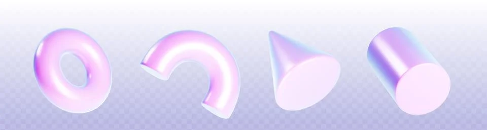 3d abstract shape render. Holographic figure art Stock Illustration