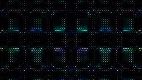 3D Abstract shining bright lines set wave,dots colorful, black background Stock-Footage 240627882