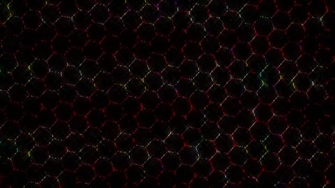 3D Abstract shining bright lines set wave,dots colorful, black background Video stock 245347286