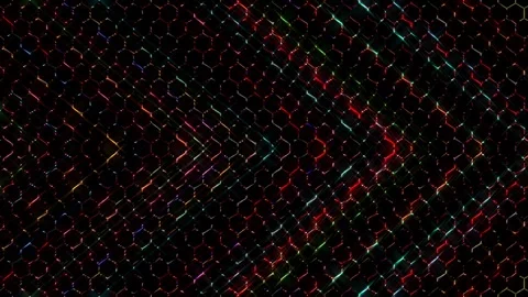 3D Abstract shining bright lines set wave,dots colorful, black background Stock Footage 248770591