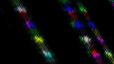 3D Abstract shining bright lines set wave,dots colorful, black background Video stock 249384536