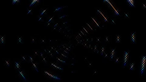 3D Abstract shining bright lines set wave,dots colorful, black background Stock Footage 258227649