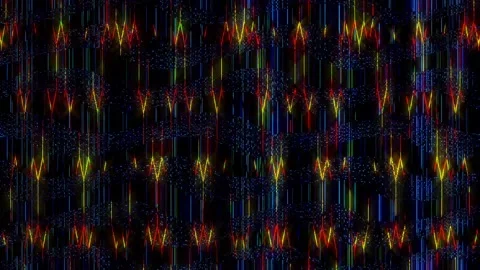 3D Abstract shining bright lines set wave,dots colorful, black background Video stock 262987354